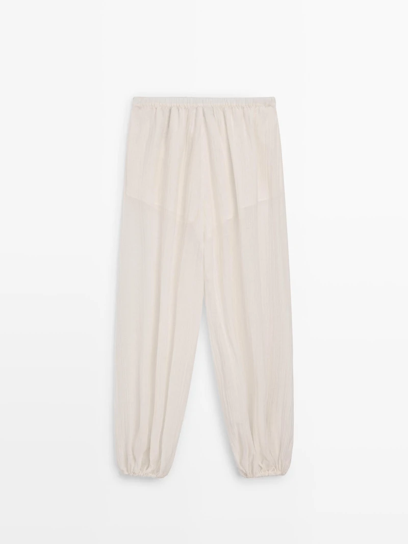 Flowing sarouel trousers with pleated detail