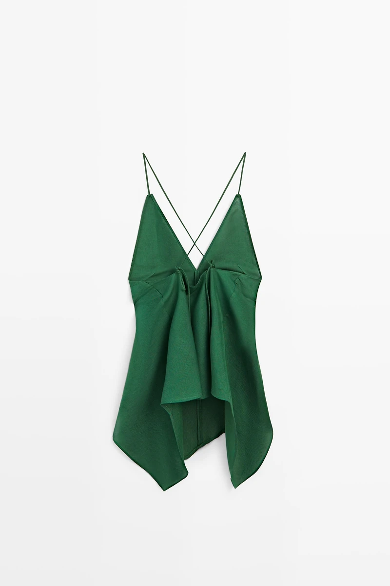 Asymmetric spaghetti strap top
