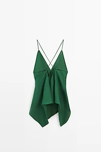 Asymmetric spaghetti strap top