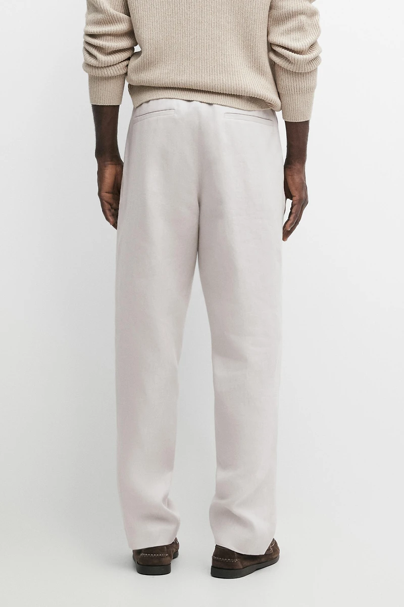 Pantalon à taille élastique 100 % lin
