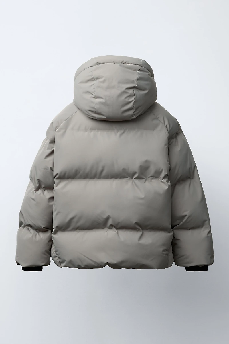 WATER REPELLENT PUFFER COAT WITH ZIPPERS