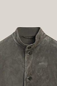 Suede leather overshirt with stand collar - LIMITED EDITION