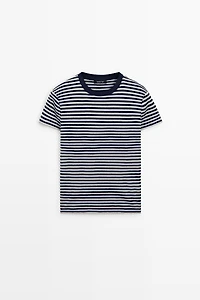 Ribbed striped short sleeve T-shirt