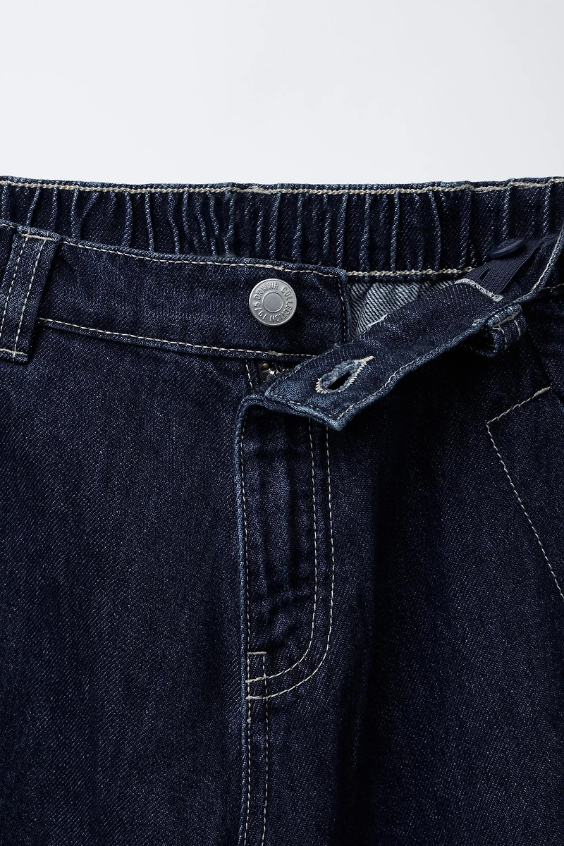 WIDE LEG CUFFED JEANS