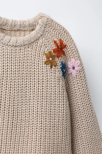 EMBROIDERED FLORAL KNIT JUMPER