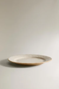 STONEWARE DESSERT PLATE WITH IRREGULAR RIM