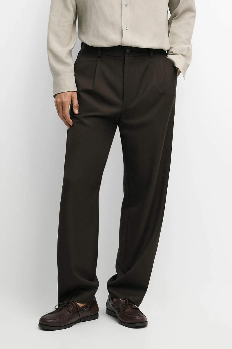 100% wool relaxed fit pants
