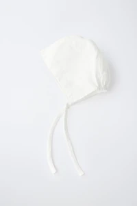 LINEN AND COTTON LACE BONNET