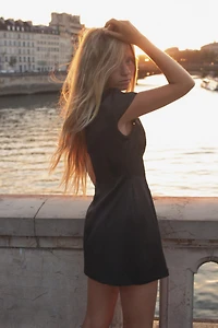 SATIN EFFECT MINI DRESS WITH SLIT