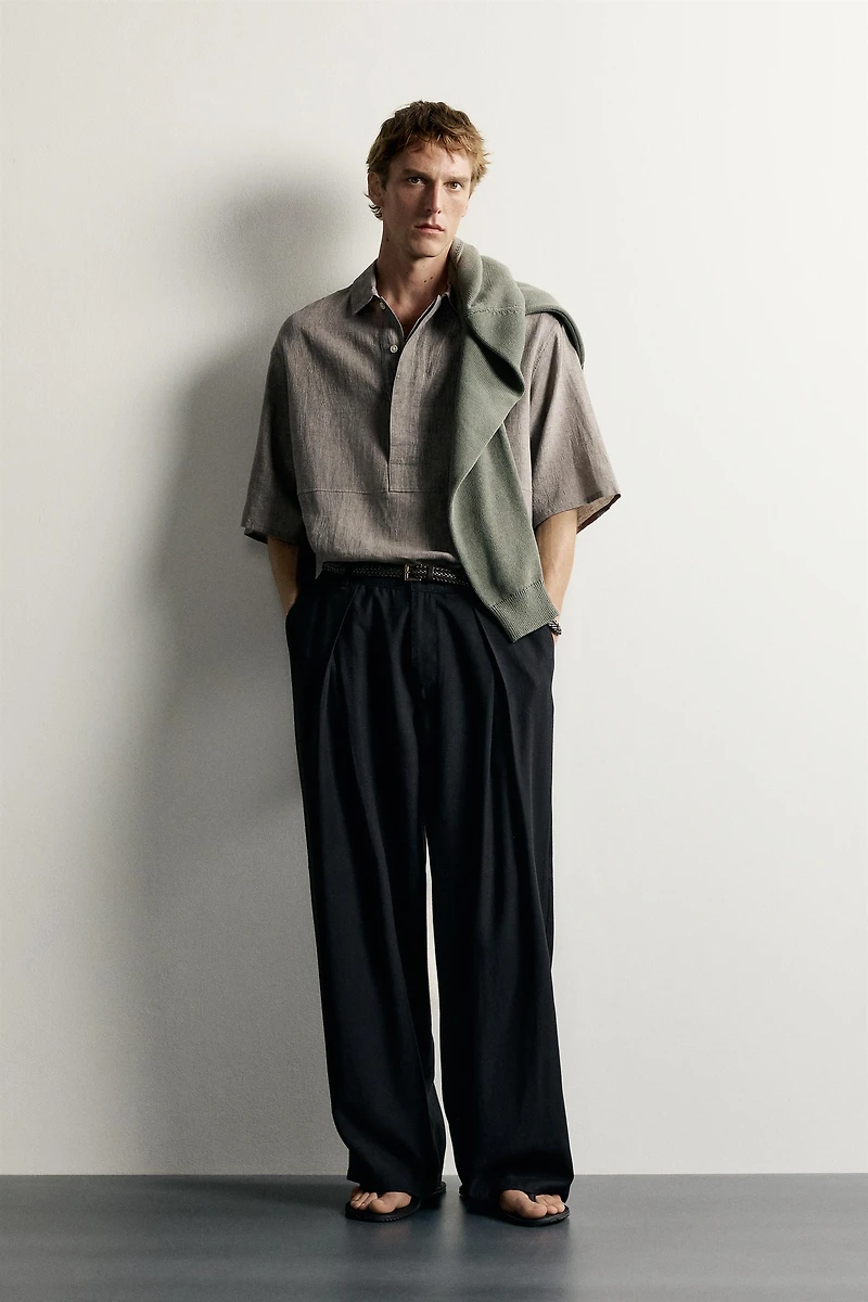 RELAXED-FIT LINEN-COTTON POLO SHIRT