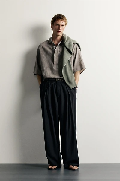 RELAXED-FIT LINEN-COTTON POLO SHIRT