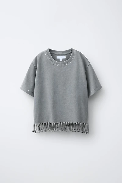 FRINGE AND STUDS T-SHIRT
