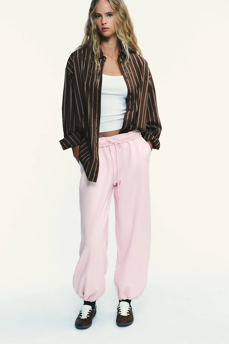 BASIC STRAIGHT-LEG ADJUSTABLE HEM FLEECE PANTS
