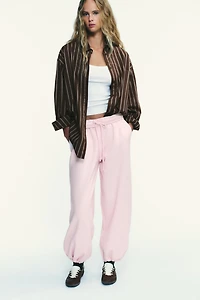 BASIC STRAIGHT-LEG ADJUSTABLE HEM FLEECE PANTS