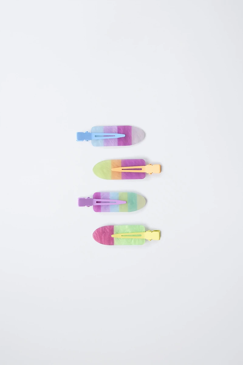 FOUR-PACK OF MULTI-COLORED BARRETTES