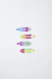 FOUR-PACK OF MULTI-COLORED BARRETTES