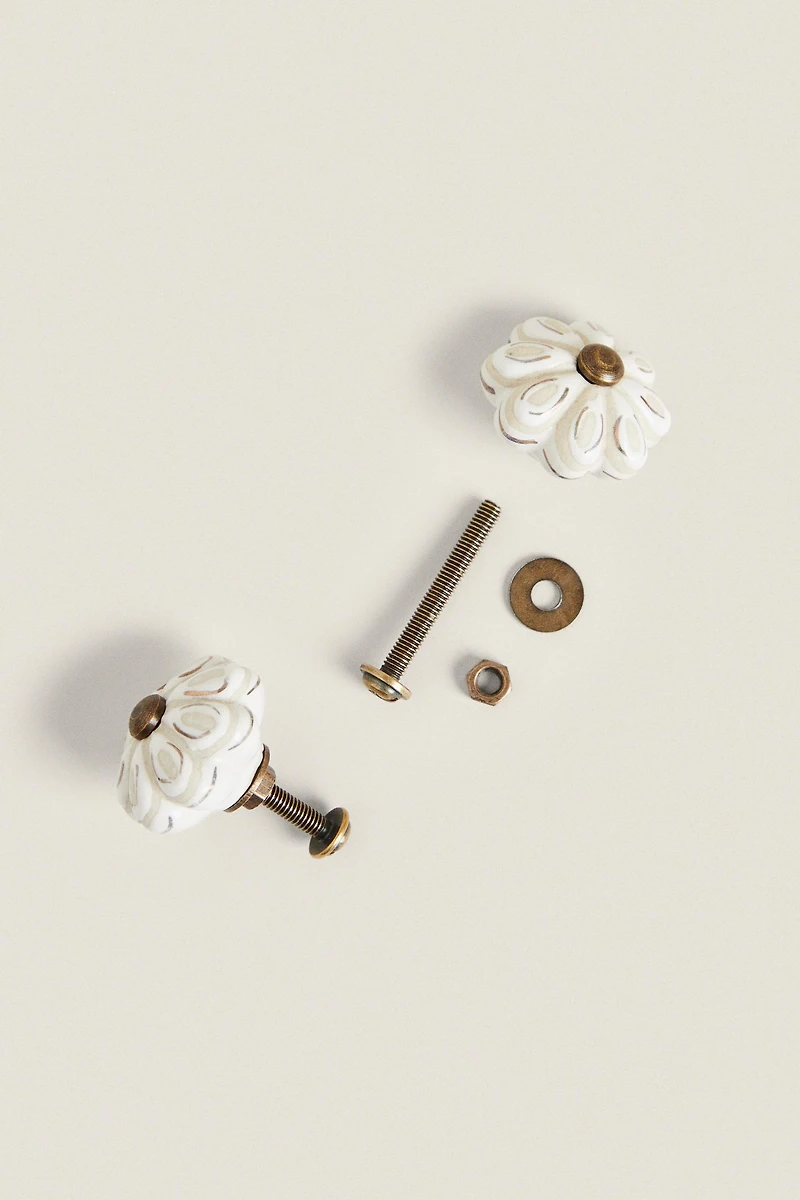 LOT DE POIGNÉES CÉRAMIQUE FLEUR (PACK 2)