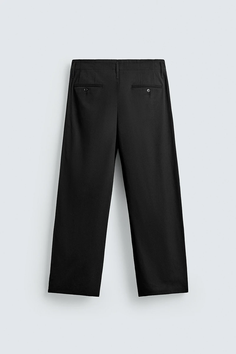 COTTON - VISCOSE PLEATED PANTS