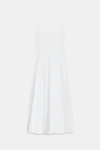 ROBE MIDI EN POPELINE À GODETS
