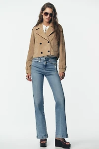 100% LEATHER SHORT TRENCH COAT