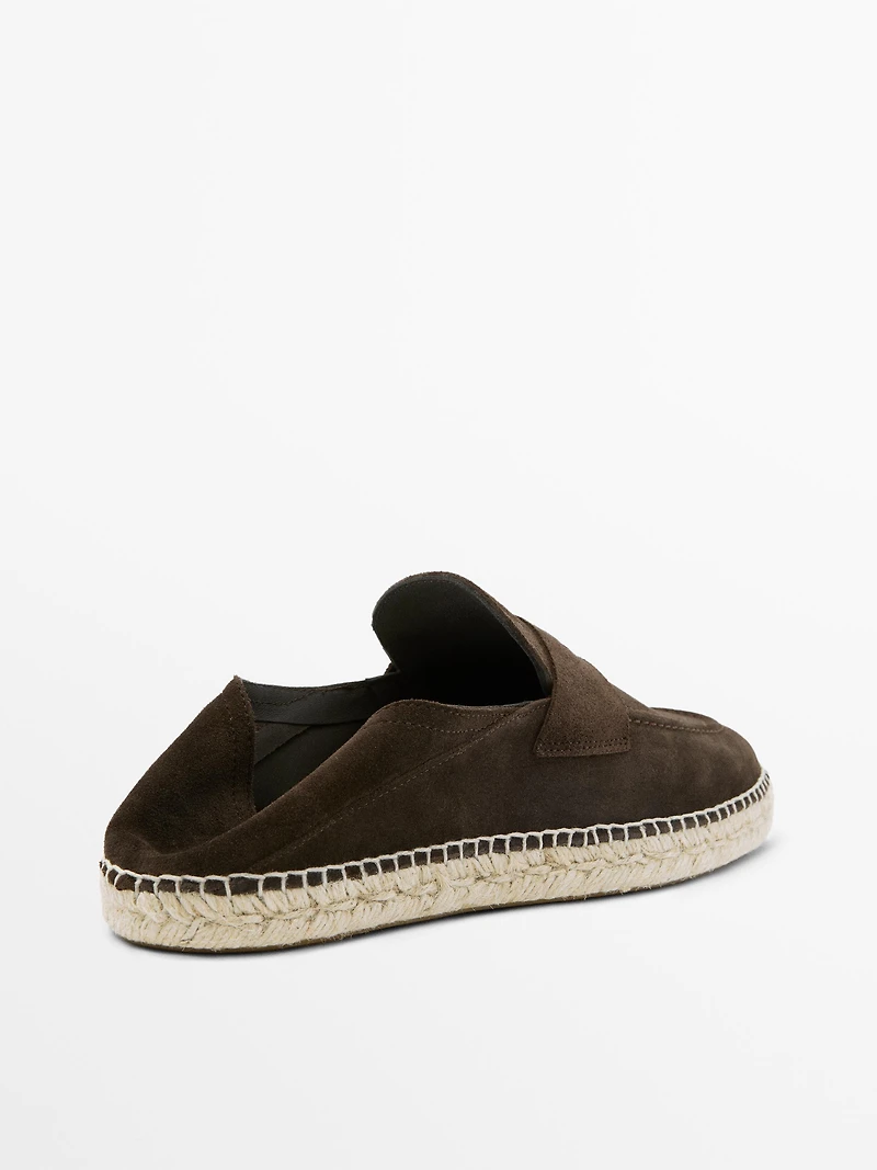 Split leather espadrilles with penny strap