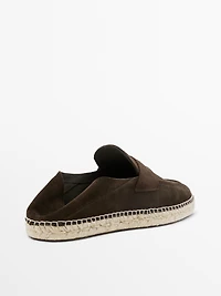 Split leather espadrilles with penny strap
