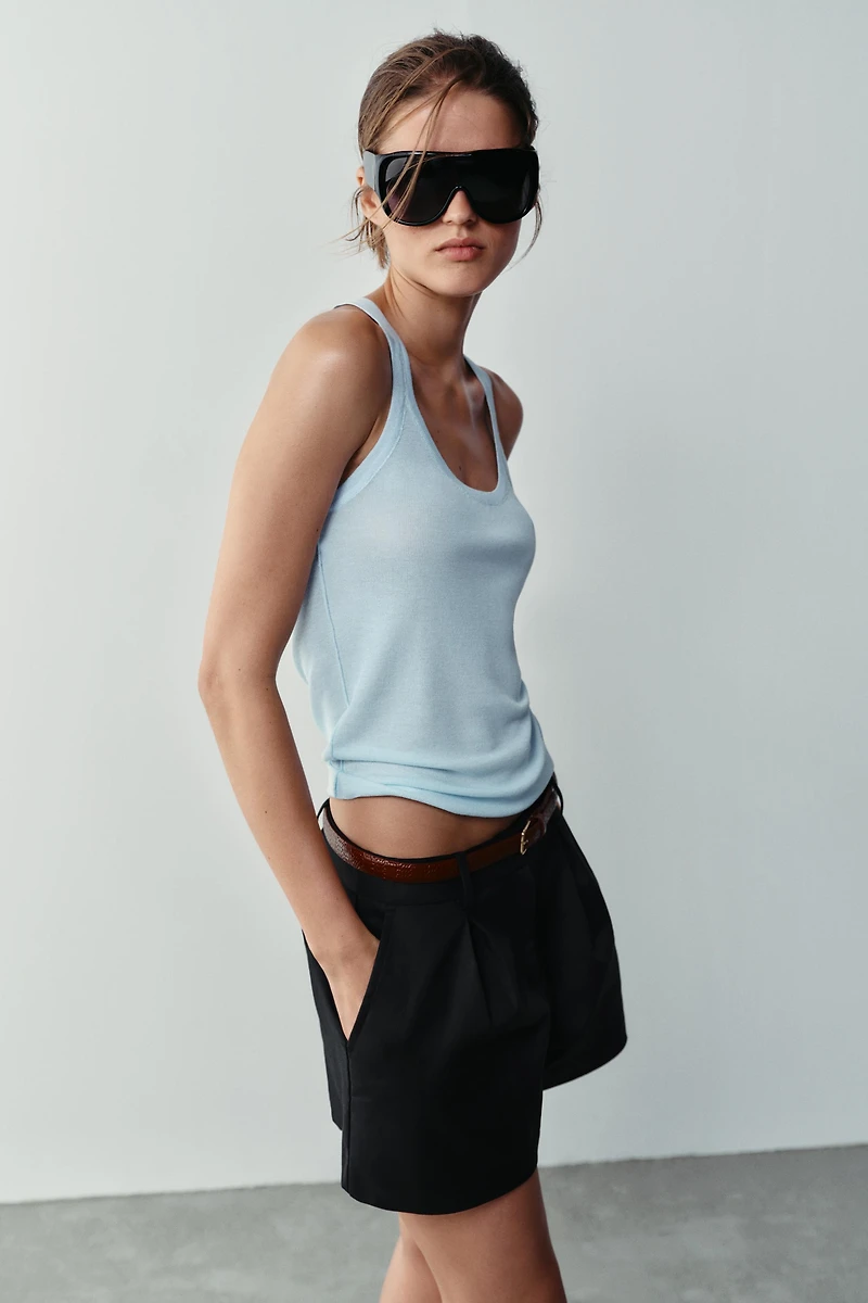 BELTED PLEATED SHORTS
