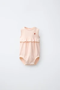 SUN EMBROIDERED RUFFLED BODYSUIT