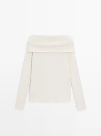 T-shirt col bustier en coton mélangé