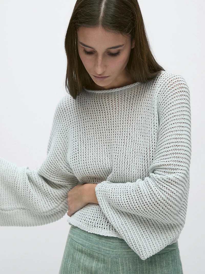 Pull maille ajourée 100 % coton