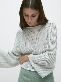 Pull maille ajourée 100 % coton