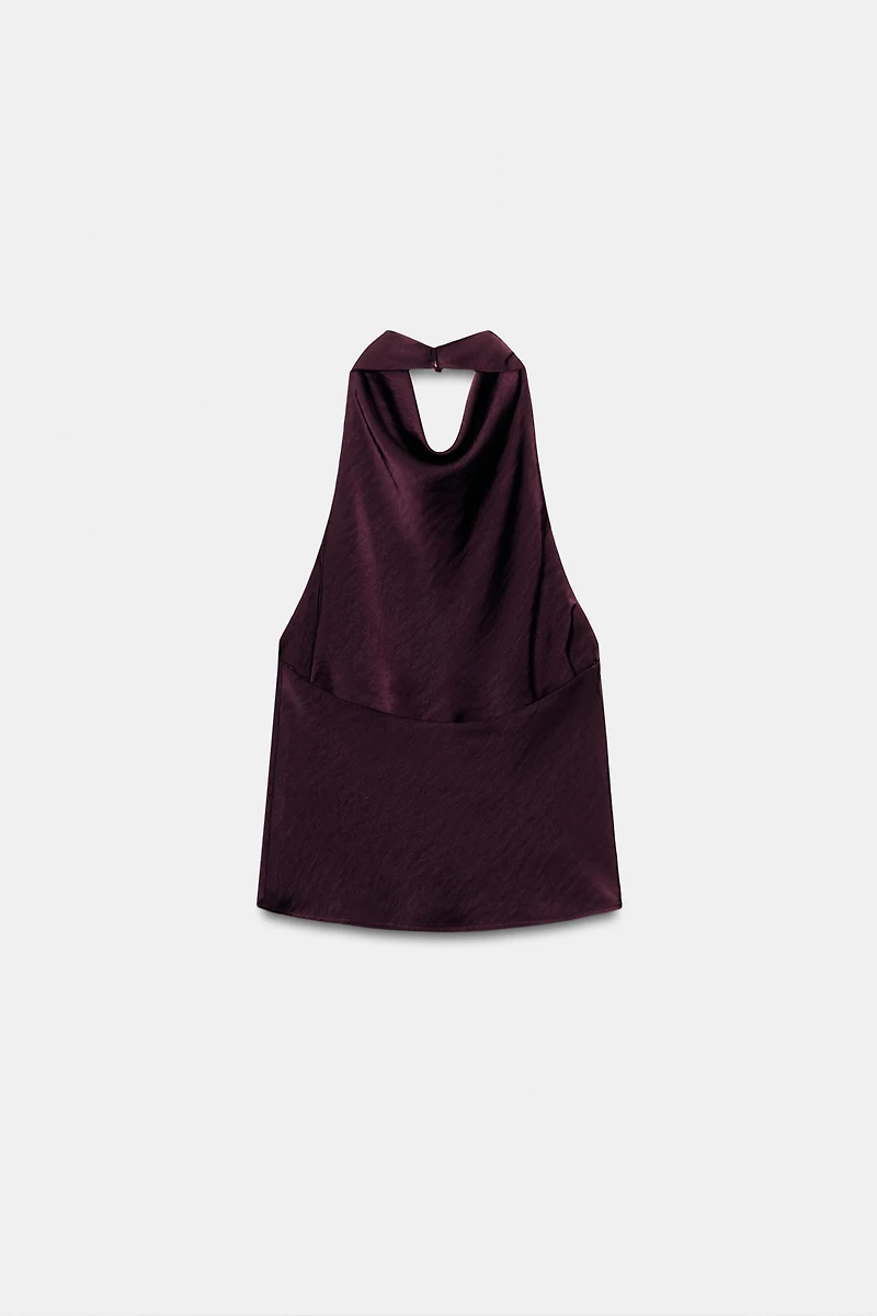 SATIN EFFECT HALTER TOP