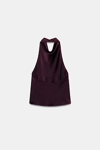 SATIN EFFECT HALTER TOP
