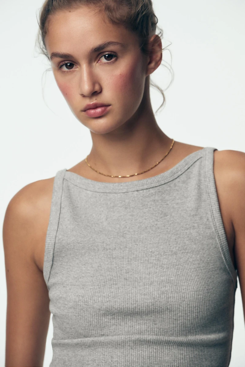 TOP HALTER CÔTELÉ