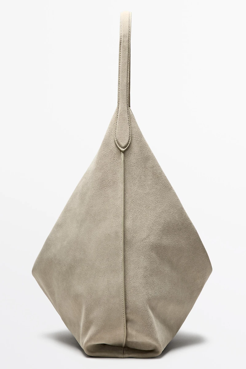 Maxi split suede leather shoulder bag
