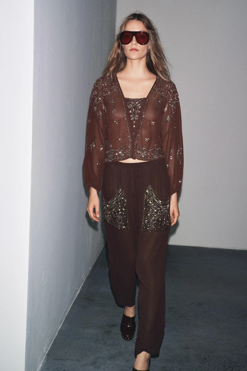 GEORGETTE BEADED EMBROIDERED BLOUSE