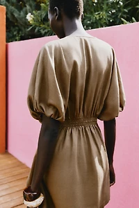 LINEN BLEND MINI DRESS