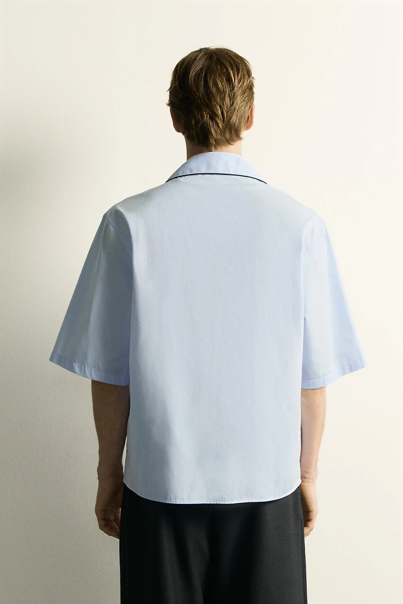 CONTRASTING PIPING RELAXED FIT SHIRT