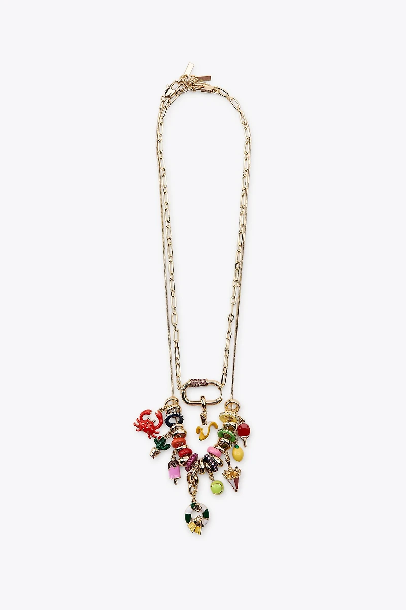 PACK OF 2 METAL CHARM NECKLACES