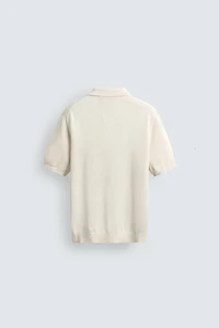 SILK LINEN BLEND KNIT POLO SHIRT