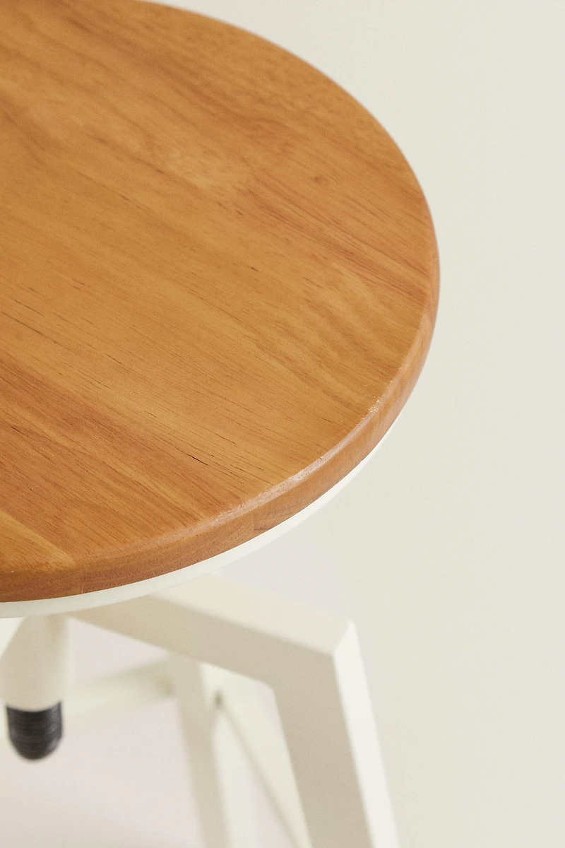 TABOURET HAUT PIVOTANT BOIS ET MÉTAL