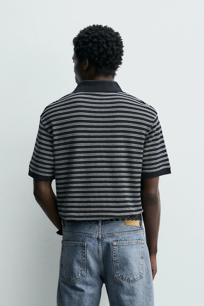 REGULAR FIT STRIPED JACQUARD POLO