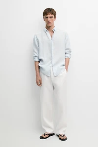 Chemise regular fit à rayures en lin