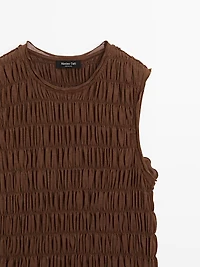 Gathered cotton blend top