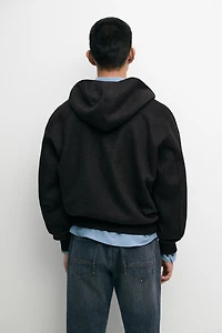 Wool blend double-knit hooded jacket