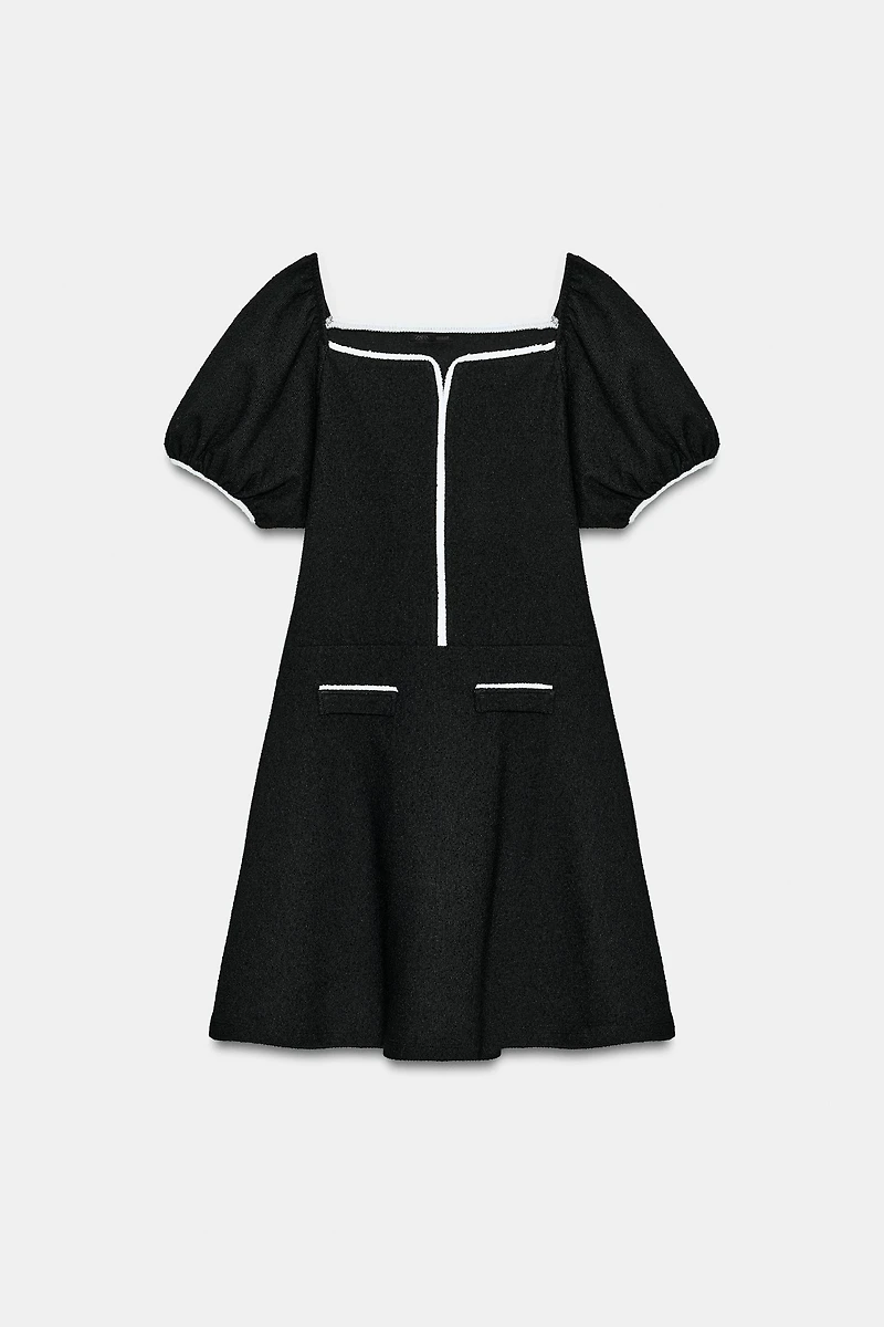 CONTRAST BOUCLE DRESS