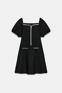 CONTRAST BOUCLE DRESS
