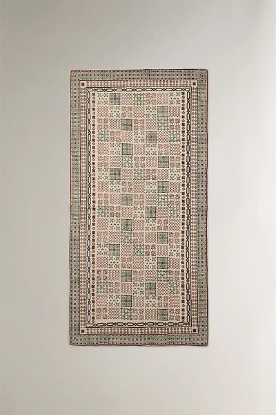 CHRISTMAS BLOCK PRINT COTTON AREA RUG