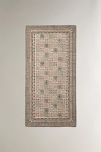 CHRISTMAS BLOCK PRINT COTTON AREA RUG