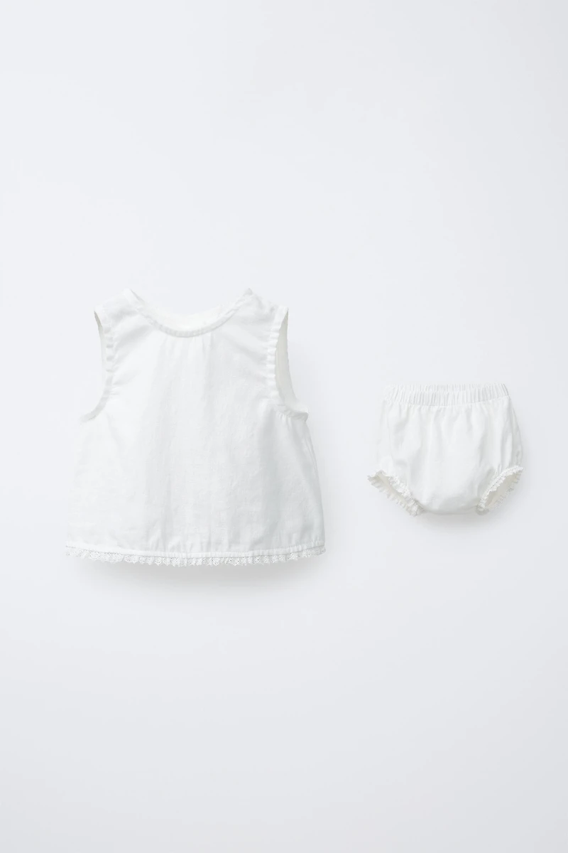 LINEN LACE SHIRT AND BLOOMERS SET
